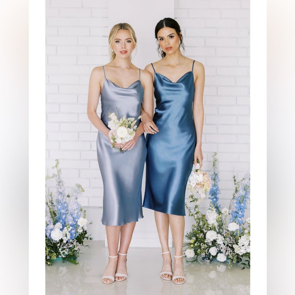 Matte Satin Slip Dress in Twilight